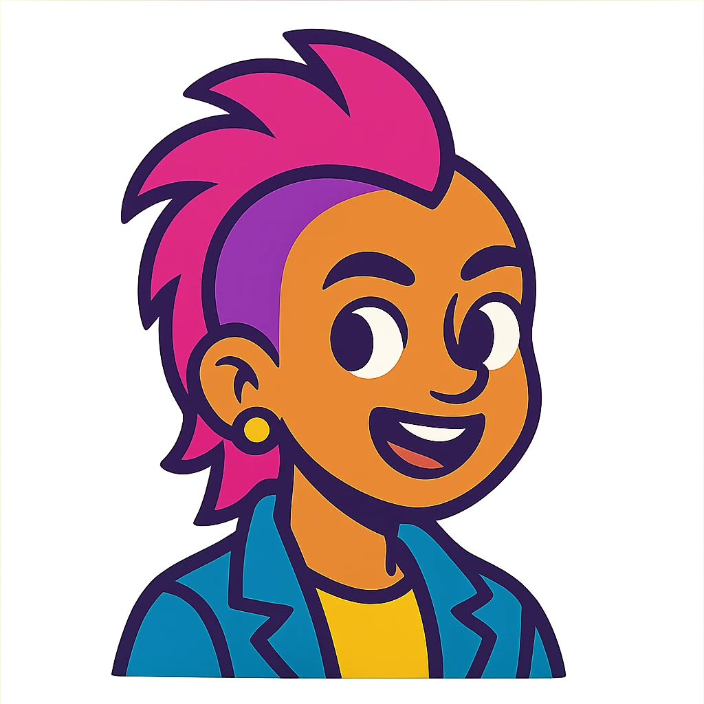 girl with a mohawk, vibrant cartoon style emoji