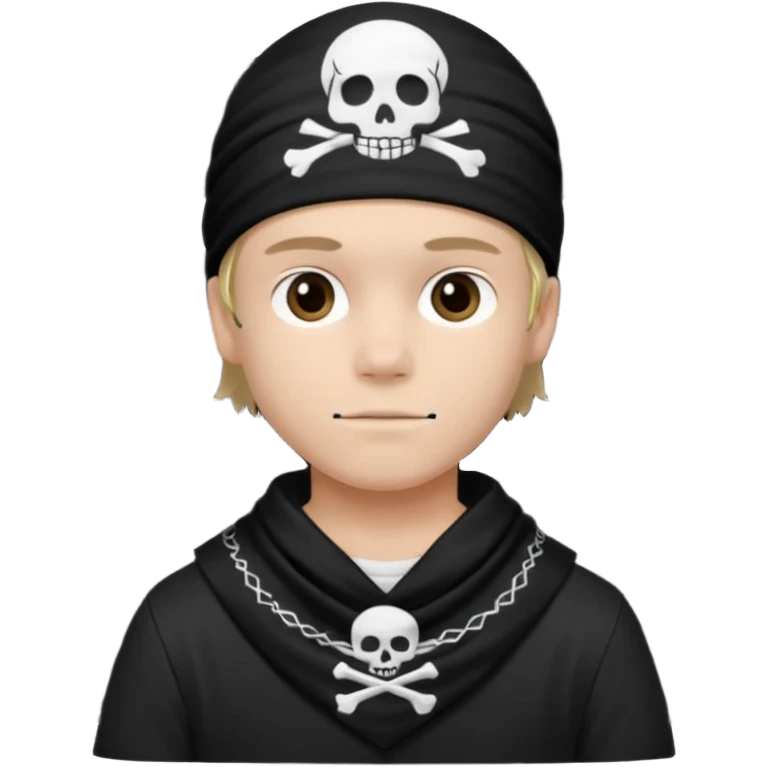 Make a boy wearing black bandana with some design on it  emoji