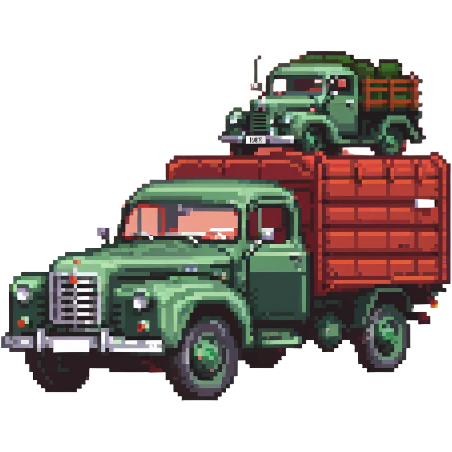 ZIL 130 Soviet truck with green cabin and flatbed, vintage Russian truck from 1960s emoji