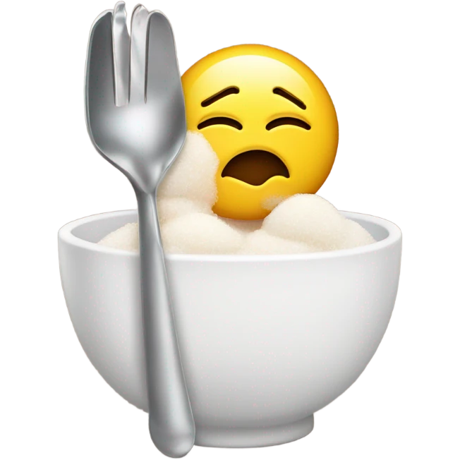 Sad emoji holding a spoon of sugar with a lighter under emoji