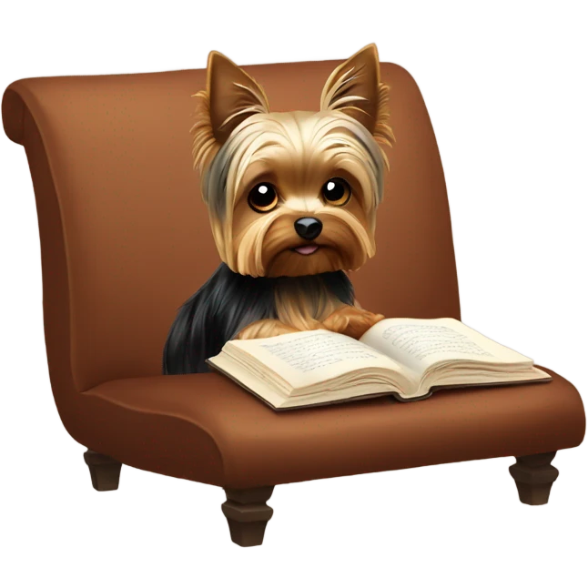 Yorkie reading a book emoji