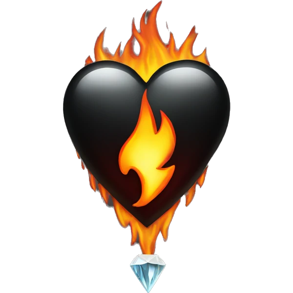 Black heart with diamond and fire emoji