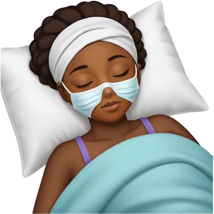 black girl taking a nap with a face mask emoji