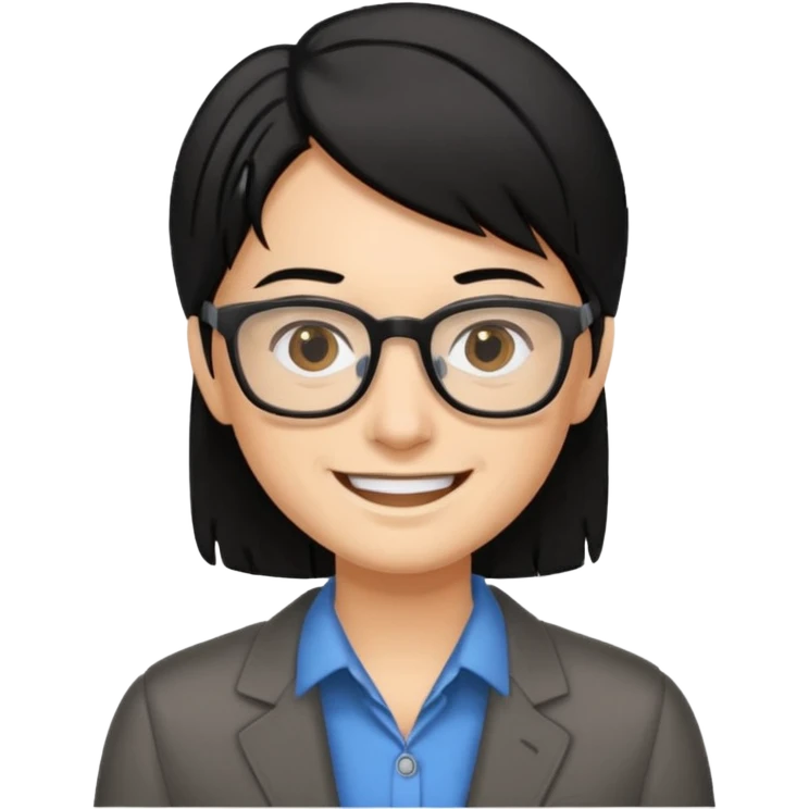 Un locutor de radio, pelo negro con canas, con gafas emoji