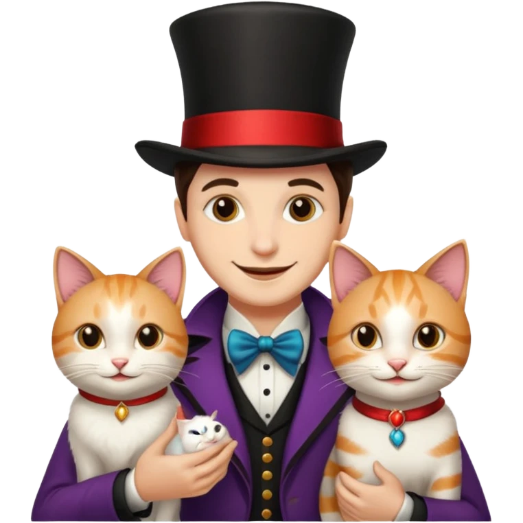 magician couple and their pet cat emoji