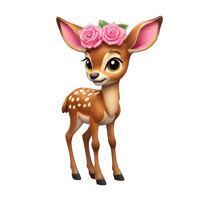 Bambi com laço cor de rosa na cabeça  emoji