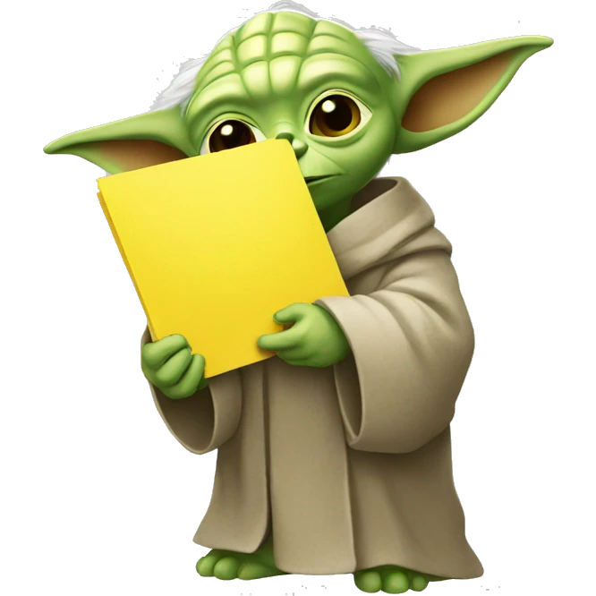 yoda who carries a yellow card emoji