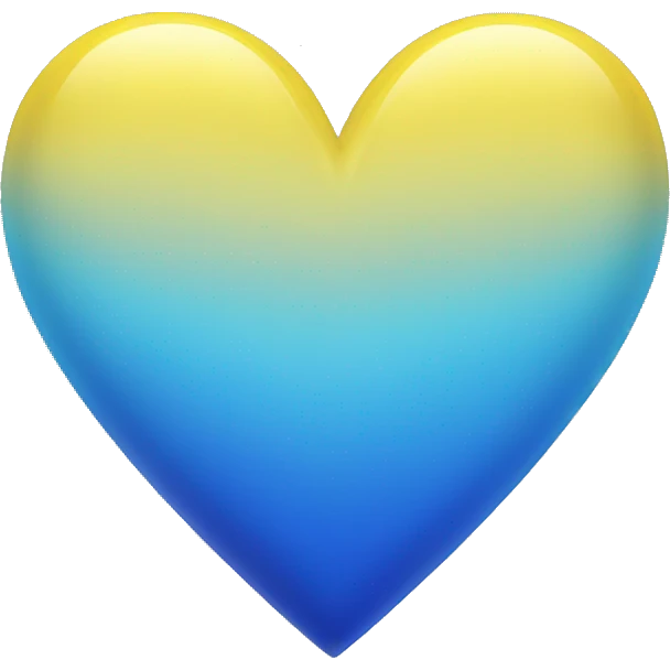 Shiny Yellow and blue ombré heart emoji