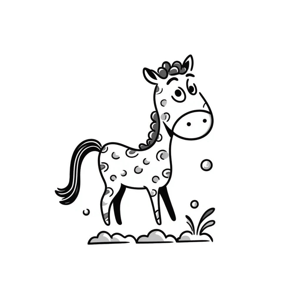 A whimsical horse made of interconnected bubbles and water splashes, looking playful emoji