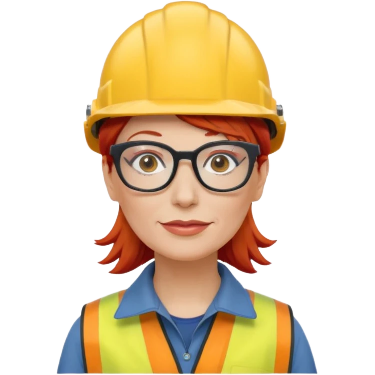 a middle-aged woman with red hair and glasses, wearing a yellow helmet emoji
