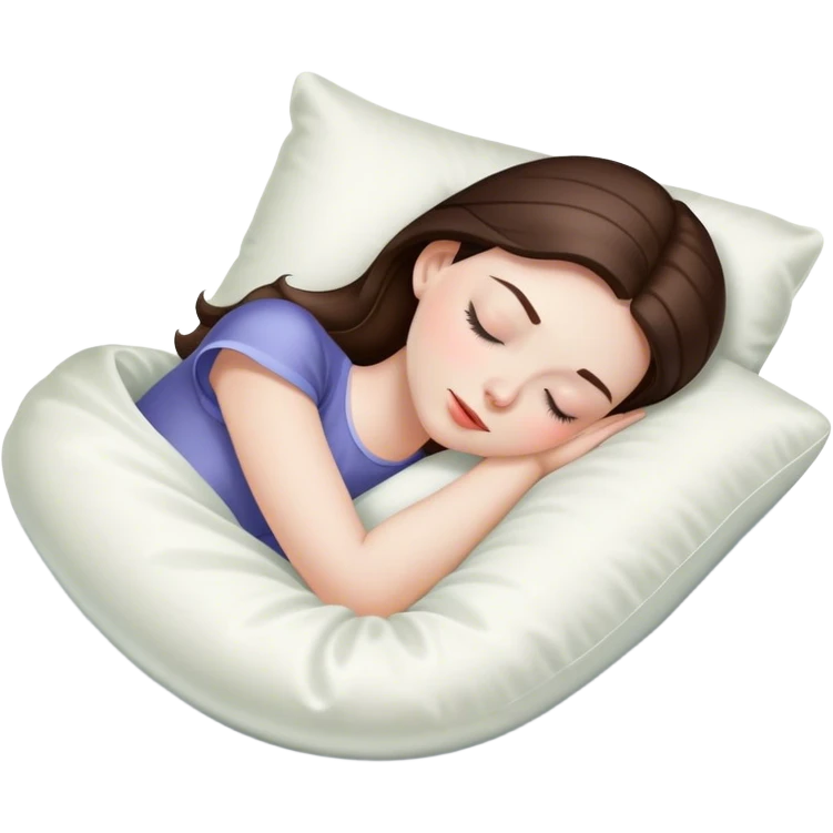 sleeping brunette white girl with a silk pillow emoji