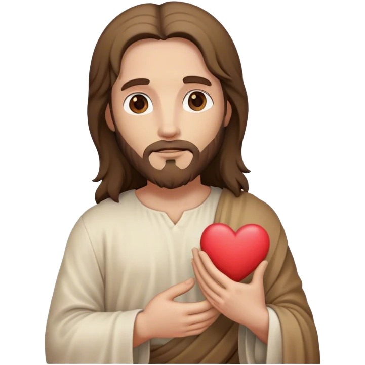 Jesus holding a beige heart emoji