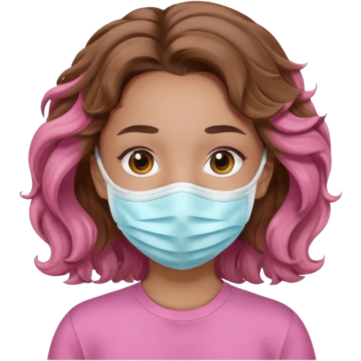 lightskin girl having a spa day with mask and pink shirt and brown wavy hair  emoji