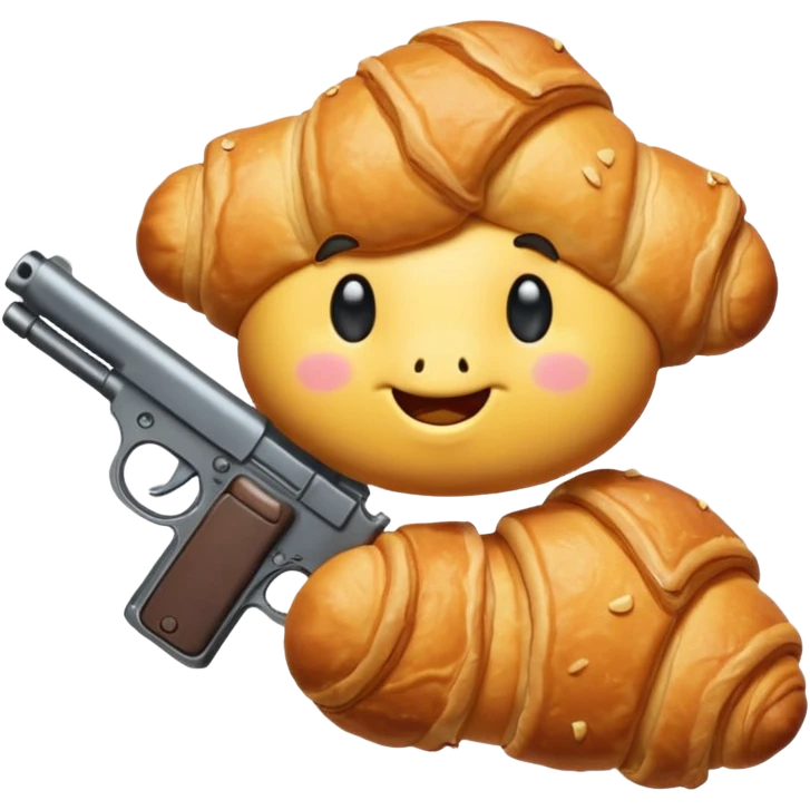 Croissant holding a gun emoji