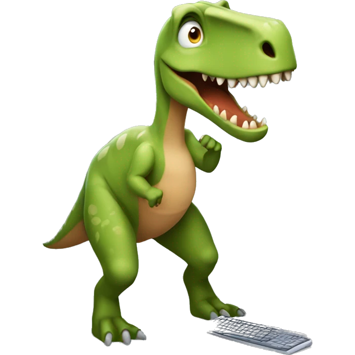 dinosaur with pareo using a pc  emoji