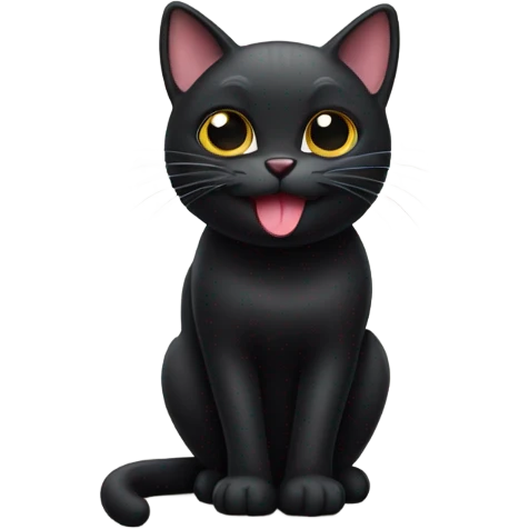 Black cat with tongue sticking out emoji