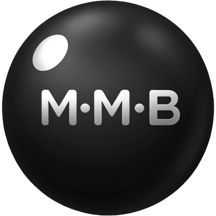 Black Ball with MB written on it. Nothing else no holes. emoji