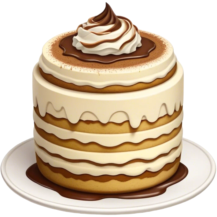 Tiramisu Cinematic Realistic Tiramisu Dessert Emoji, depicted as a delightfully messy, layered tiramisu with coffee-soaked sponge and mascarpone cream, rendered with rich textures and warm, indulgent lighting. emoji