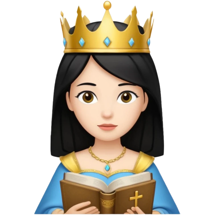 Princesa de pelo negro leyendo la biblia emoji