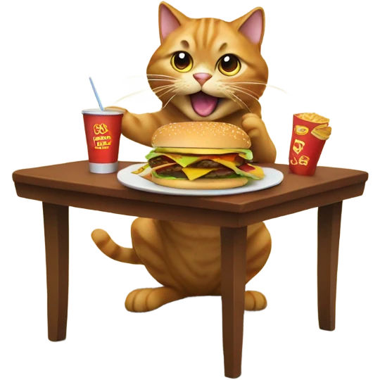 Cat eating cheeseburgers emoji