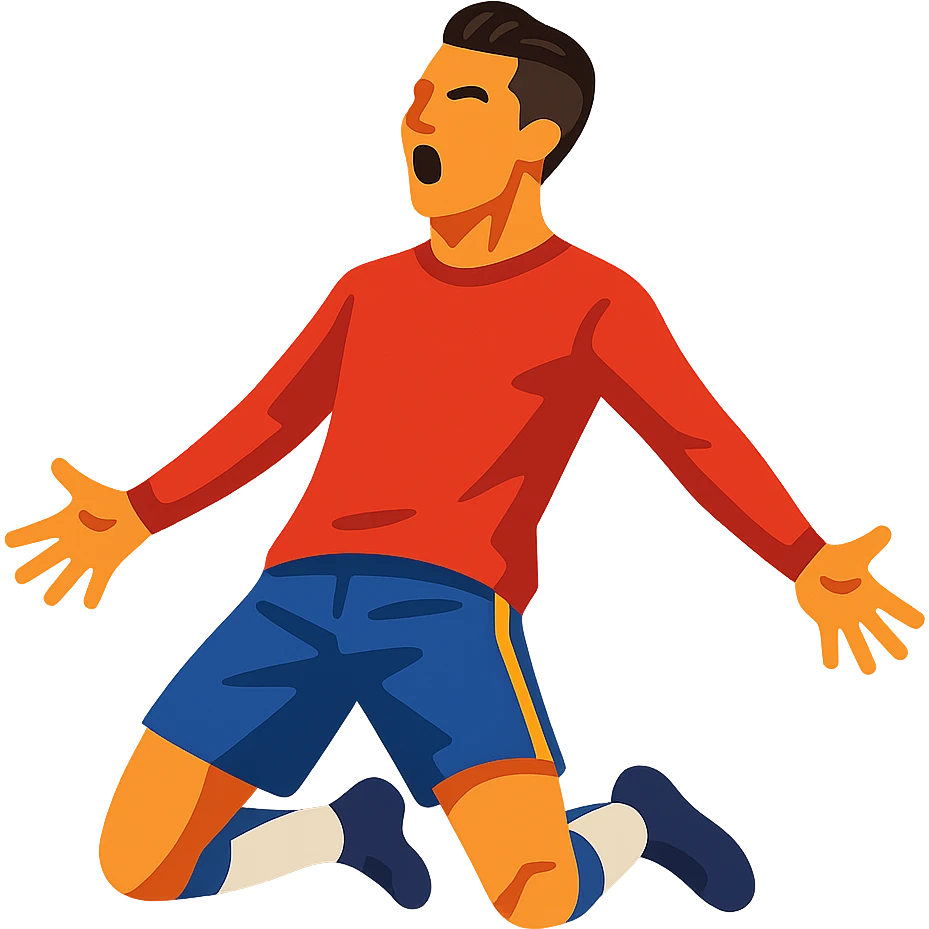 soccer player with iconic celebration, inspired by Cristiano Ronaldo emoji