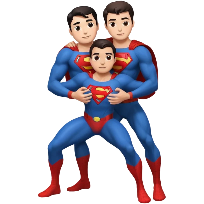 Superman hugging Spider-Man emoji