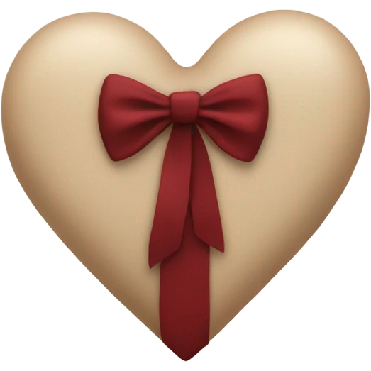 Beige heart with dark red bow emoji
