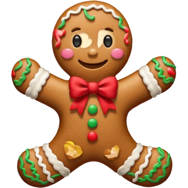 Gingerbread man with a red bow emoji