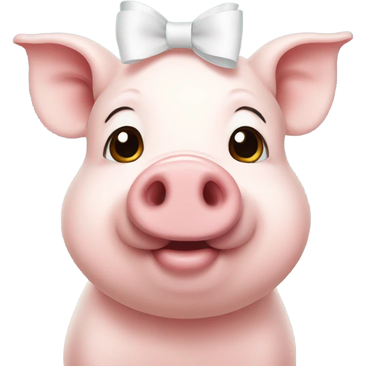 Cute pig with a white bow on forehead emoji