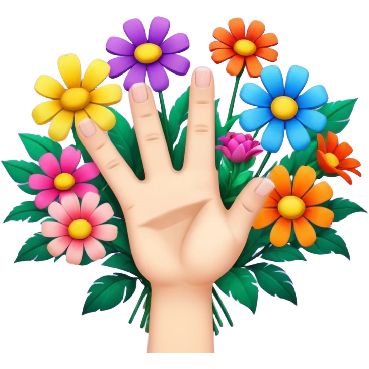 A bouquet of flowers with middle fingers replacing the flowers emoji