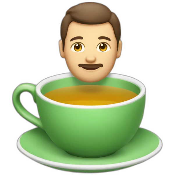 man in gren tea cup emoji