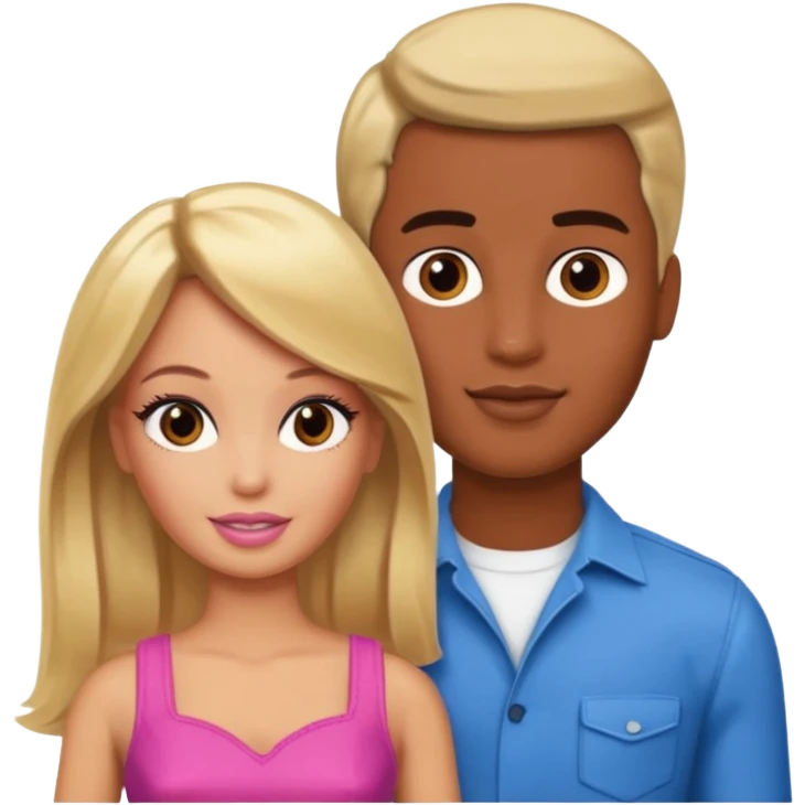 Brown skin blonde hair brown eyed barbie with her boyfriend  emoji