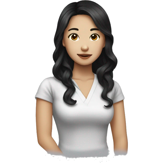 wavy black haired asian girl pharmcist emoji