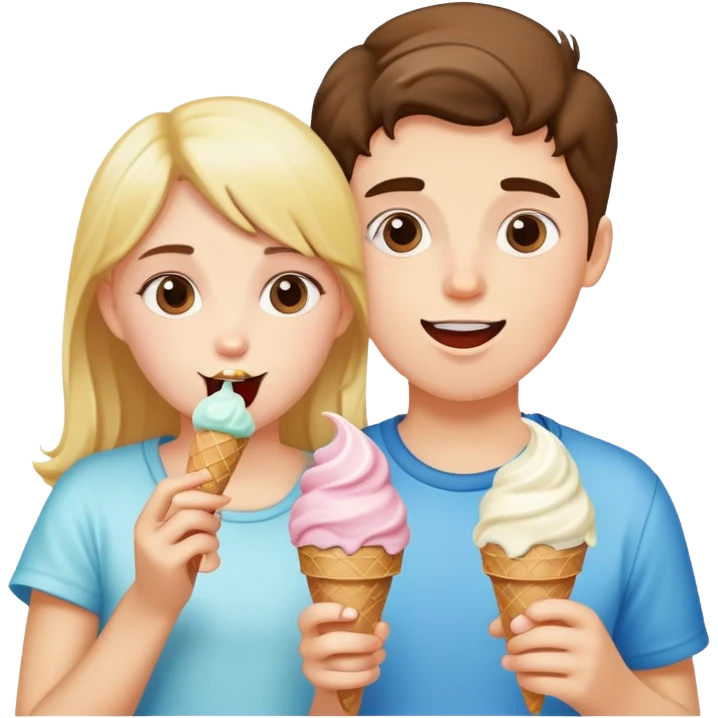 girl and boy eating ice cream emoji
