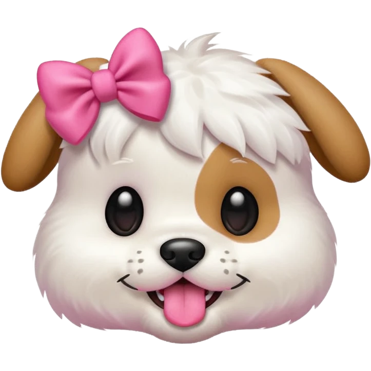 This puppy HEAD 🐶 with a pink bow and tongue out, please in apple ios emoji stylem not fluffy!! emoji