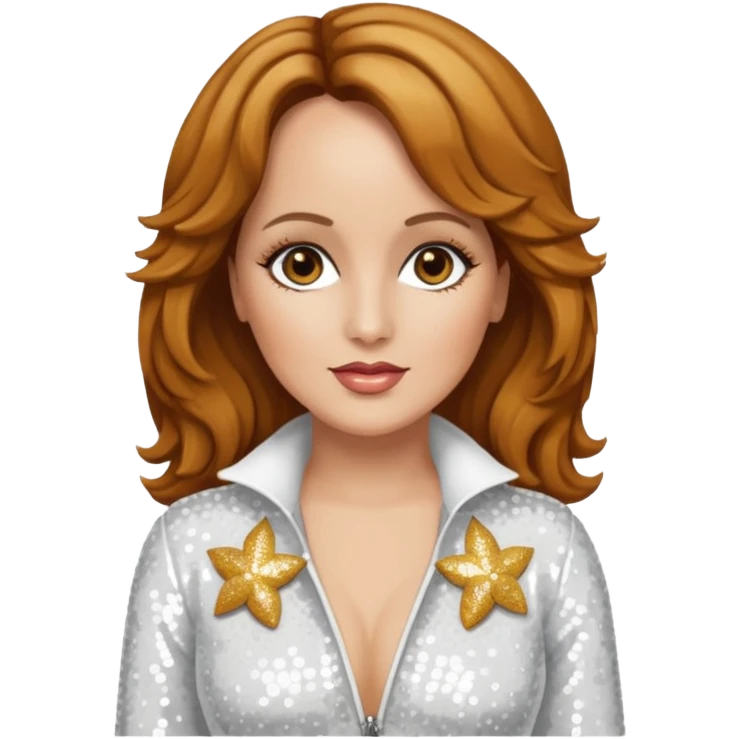 Teena Marie with long golden brown hair, white sequin outfit emoji
