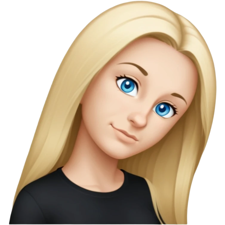 female, wearing black shirt, long middle-blonde hair, head facing forward emoji
