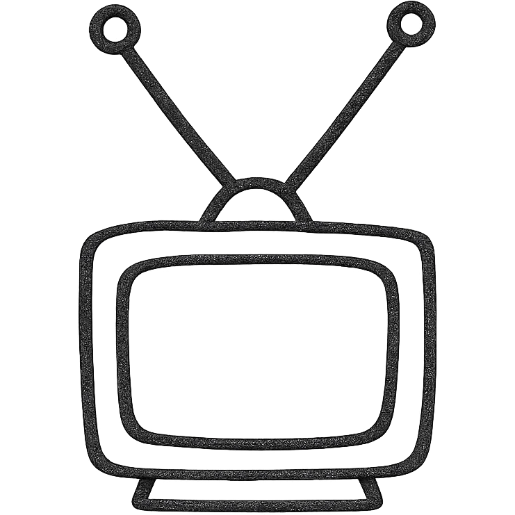 minimal classic TV antenna, hand drawn outline icon emoji
