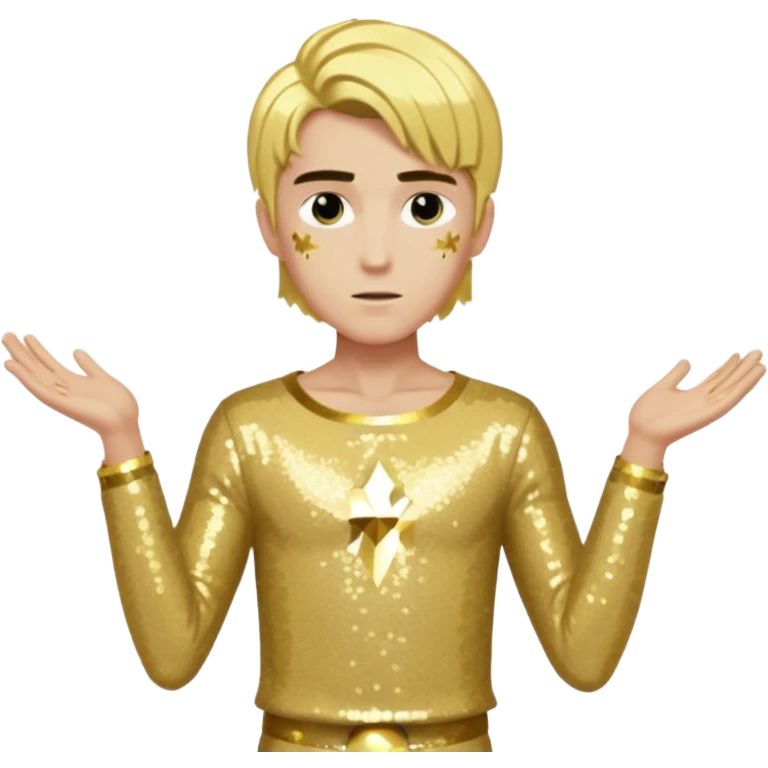  Apollo from Lore Olympus with gold hair, gold sequin outfit emoji