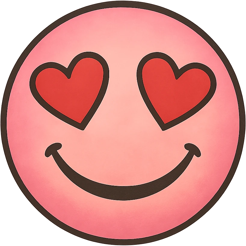 pink face with love eyes emoji, digital illustration, no background emoji