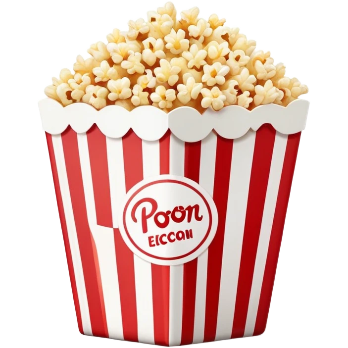ultra minimalist popcorn in red and white vertically striped box, very simple clean iOS emoji style, minimal details, glossy finish emoji