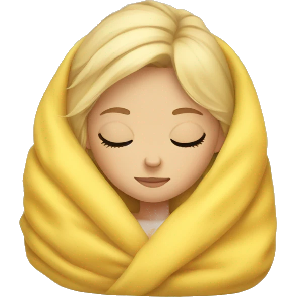 blonde girl sleeping in yellow blanket  emoji