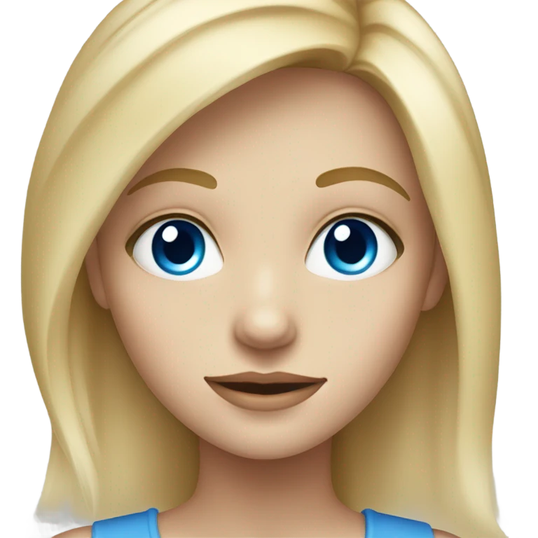 blonde girl portrait looking viewer blue eyes emoji