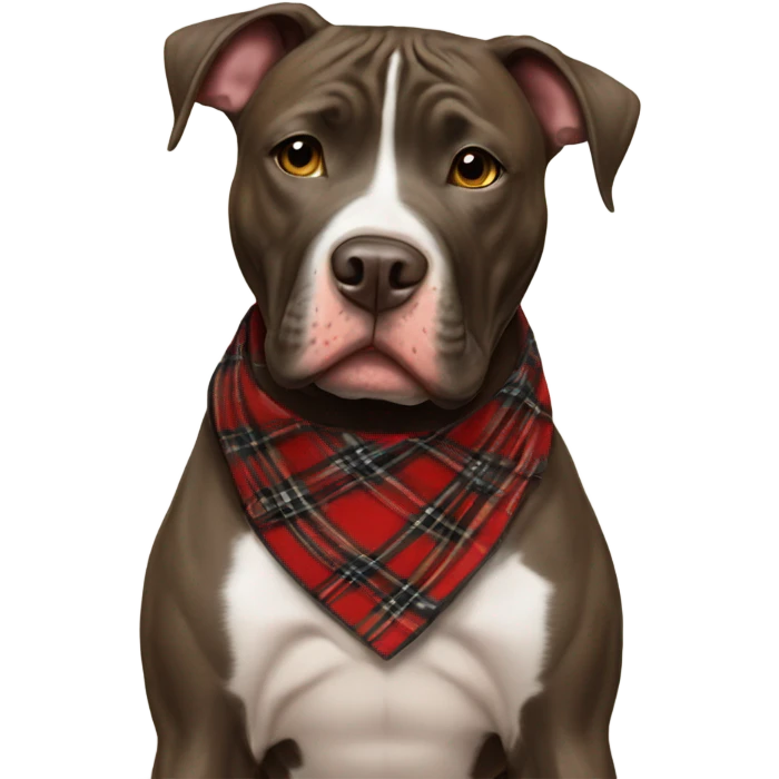 Brindle pitbull with plaid bandana  emoji