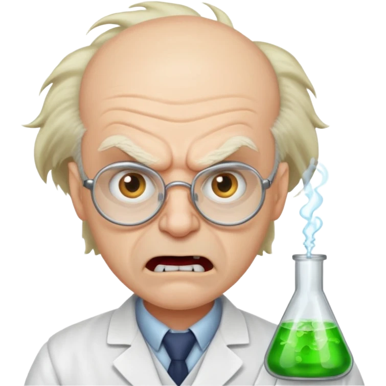 Angry balding Snaggletoothed mad scientist emoji