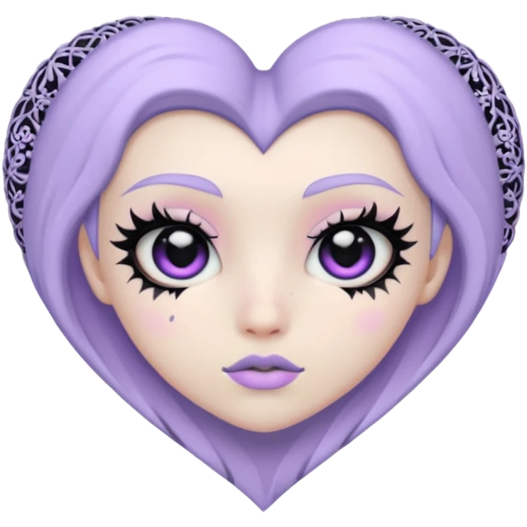pastel goth heart with lavender lace emoji