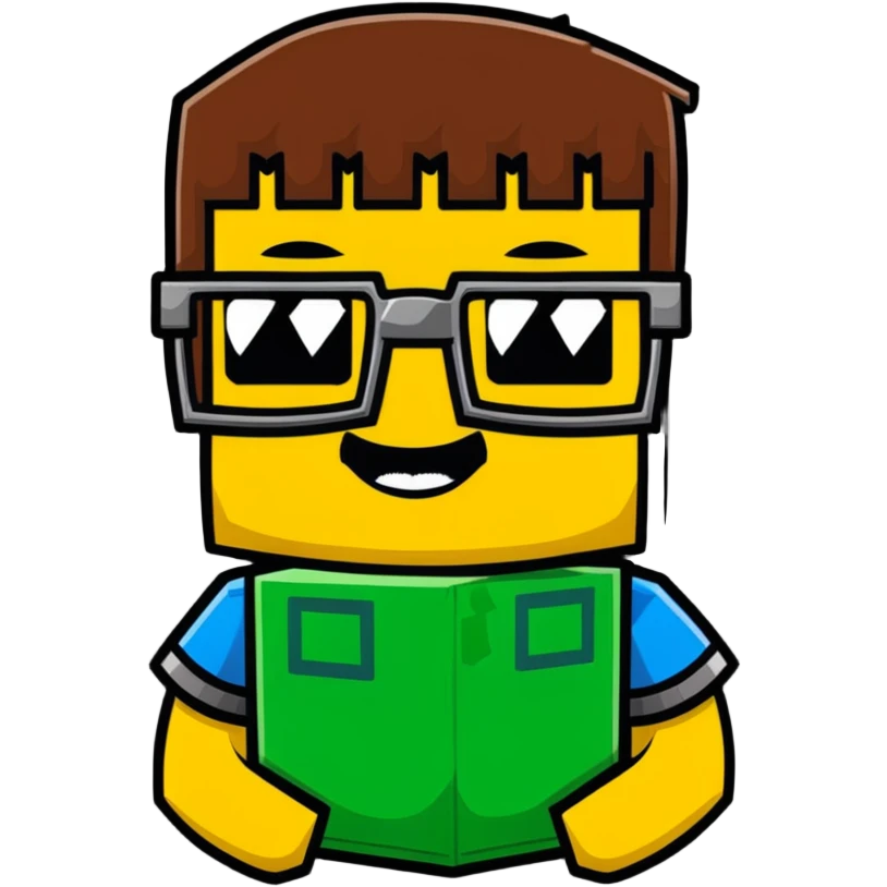sponge with buck teeth and glasses wearing a Minecraft shirt emoji