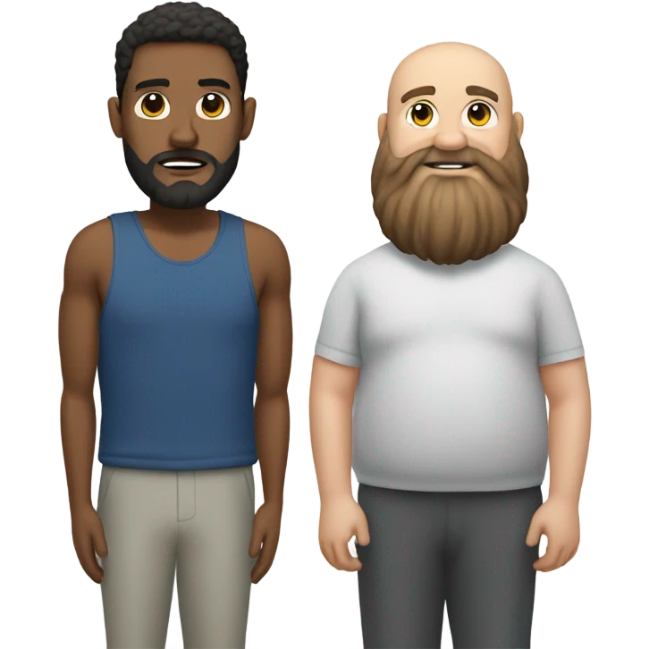 Fat bearded man and fit trainer emoji