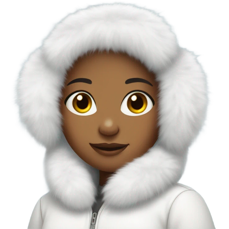 Girl in white big fluffy fur ear muffs emoji