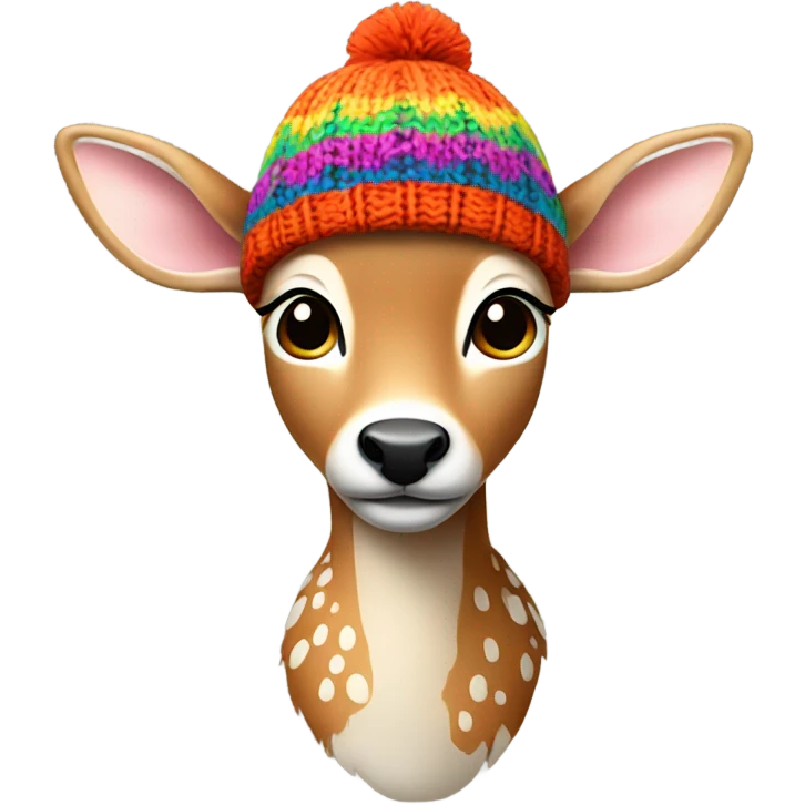 Fawn in a knitted hat emoji